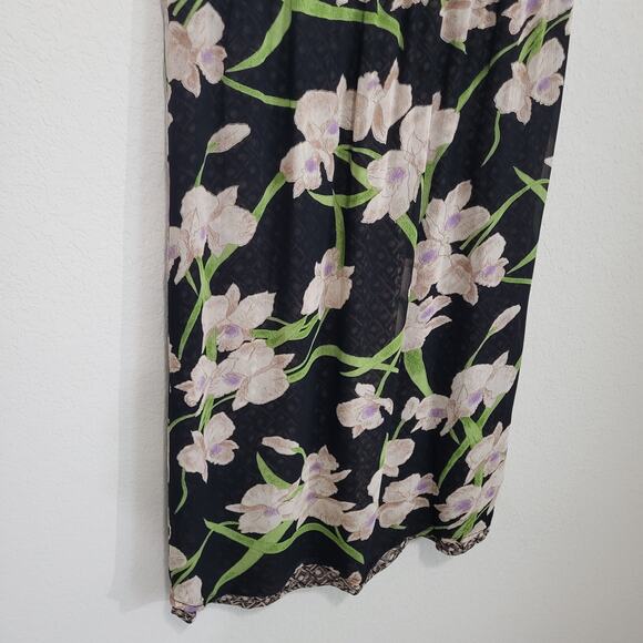 Reversible Skirt Womens Size L Midi Length Floral Geometric Pull On Elastic - Picture 12 of 16
